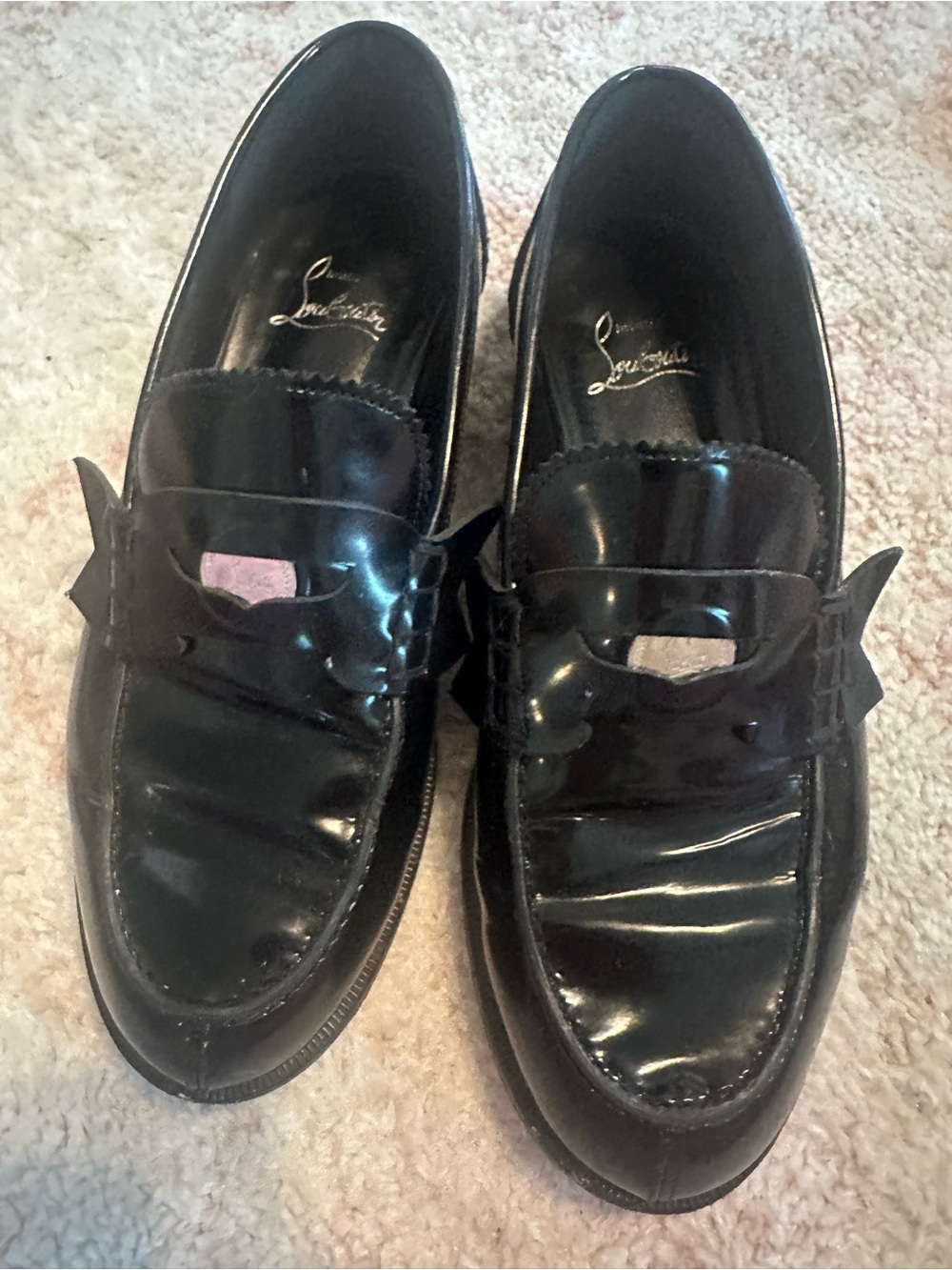 Christian Louboutin Black Patent Leather Men's Slip-On Loafers